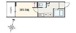 MELLAS南浦和V 1Kの間取図画像