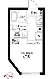 プラチナフォルム成城 2階ワンルームの間取り