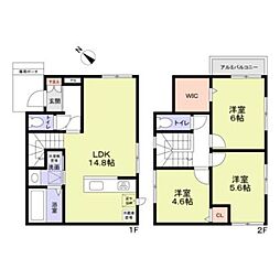 市川市大洲3丁目戸建貸家 1階3LDKの間取り