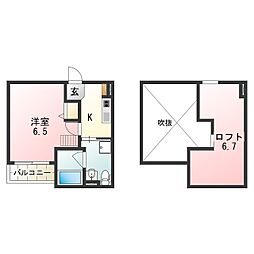 4℃林寺 1Kの間取図画像
