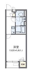 レインボー上竹2 1Kの間取図画像