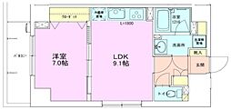 銀座レジデンス参番館 9階1LDKの間取り