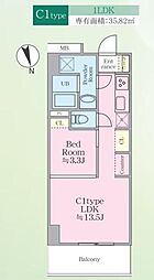 SUNBRIGHT OGIKUBO 5階1LDKの間取り