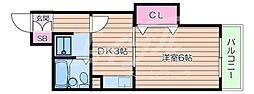 エルプラド京橋8号棟 1DKの間取図画像