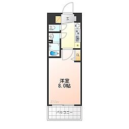 ソルテラス京都JUJO華 2階1Kの間取り