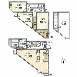 北新宿戸建 1階3LDKの間取り