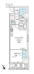 Parknadefit南青山Garden 1LDKの間取図画像