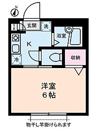グリーンフラッツ旗の台 2階1Kの間取り