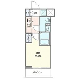 GENOVIA天王台 1Kの間取図画像