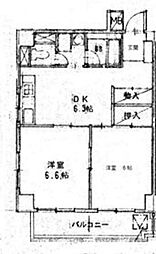 フラット赤羽 3階2DKの間取り