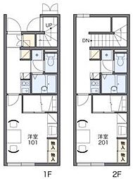 レオパレス白新 1Kの間取図画像