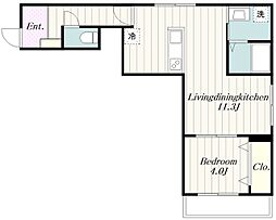 エクレール松が枝 2階1LDKの間取り