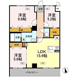 カスタリア西船橋II 5階3LDKの間取り