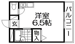 シャンテー長尾家具 ワンルームの間取図画像