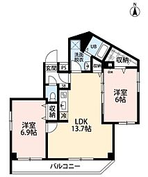 ガーデンフォレスト親水公園 2LDKの間取図画像