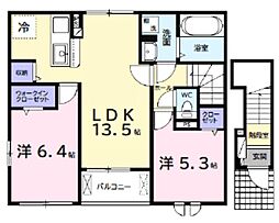 アルタハイムＢ 2階2LDKの間取り