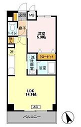グレースVII 3階1LDKの間取り