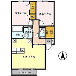 アムールエステート 2LDKの間取図画像