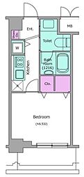 レジディア新川 1Kの間取図画像
