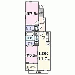 サンライズ 1階2LDKの間取り