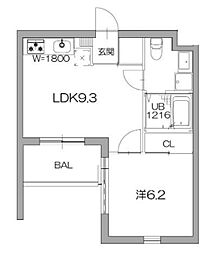 デルフィ 1LDKの間取図画像