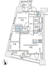 パークナードフィット南青山Vista 2LDKの間取図画像