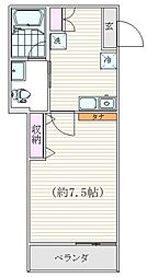 FUUWA船橋本町 1階1Kの間取り