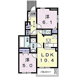グレイス レジデンス 1階2LDKの間取り