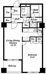KDX代官山レジデンス 1階1LDKの間取り