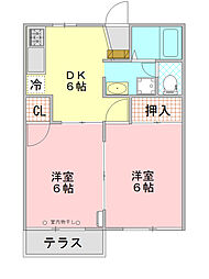 サンモール91 2DKの間取図画像
