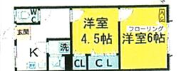 エメラルドマンション 2Kの間取図画像