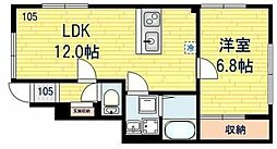 ルシール 1階1LDKの間取り