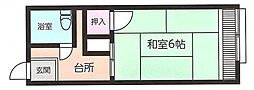 鈴木ハイツ 2階1Kの間取り