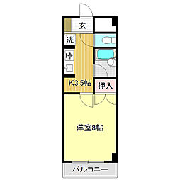 ミタニマンション 1Kの間取図画像