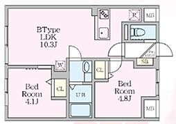 エルファーロ目黒III 2LDKの間取図画像