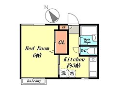 ドミール 1階1Kの間取り