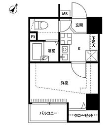 プレール日本橋壱番館 1Kの間取図画像