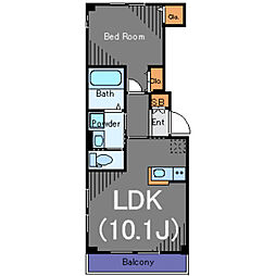 Vent　Bonheur 2階1LDKの間取り