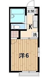 ソーラーハイツ 2階1Kの間取り