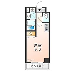 エクセルコート 2階ワンルームの間取り