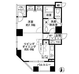 ガラ・シティ京橋 1LDKの間取図画像