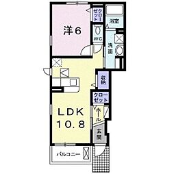 コルテーゼ　III 1階1LDKの間取り