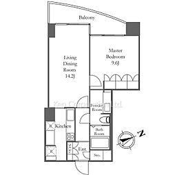 愛宕グリーンヒルズフォレストタワー 1LDKの間取図画像