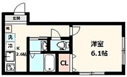 ラ・ルミエールカツラ 1階1Kの間取り
