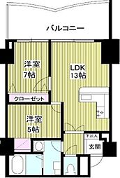 クリスタルタワー 2LDKの間取図画像