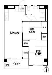 東急田園都市線 青葉台駅 徒歩12分の賃貸マンション 2階2LDKの間取り