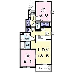 サン・メゾン日根野 2LDKの間取図画像