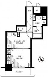 銀座レジデンス伍番館 1DKの間取図画像