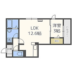 セジュールコートHARA 1LDKの間取図画像