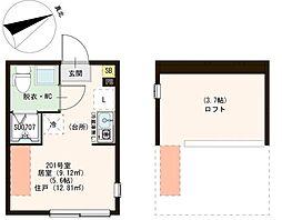 ヴェローナ平井 2階ワンルームの間取り
